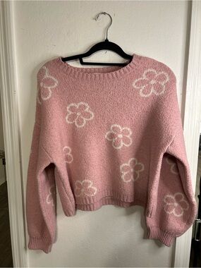 Pink Floral Crewneck Sweater